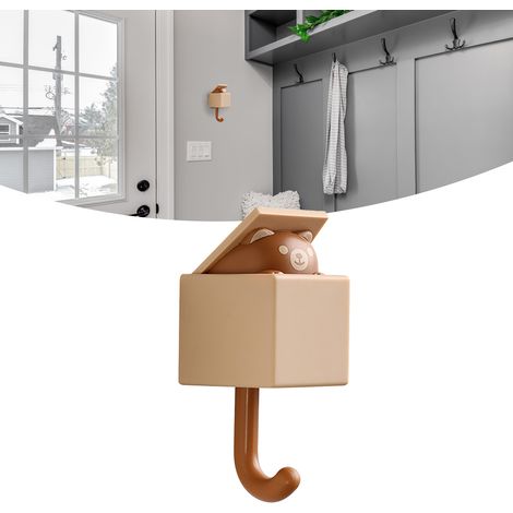 Selbstklebender Wandhaken für Haustiere – Design: Kleiner brauner Bär – ABS – Tragkraft: 1,5 kg – Für Tür, Eingangsbereich, Wohnzimmer (1/5)