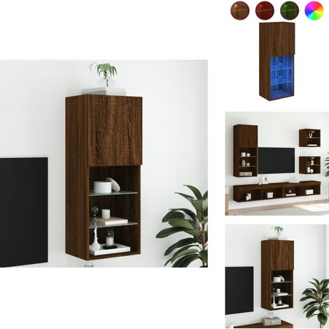 Meuble TV avec lumières LED chêne marron 40,5x30x102 cm - Meubles Tv - Meuble Tv - Support Tv - Meuble Hifi - Lumieres Led (1/5)