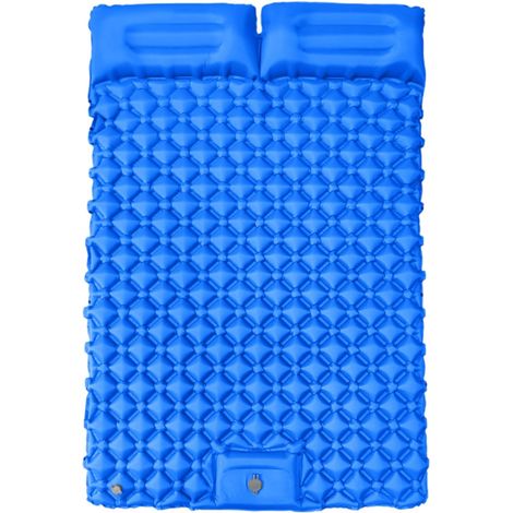 Colchón doble hinchable con almohada integrada, equipo de camping portátil, 190 x 120 x 5 cm (azul) (1/5)