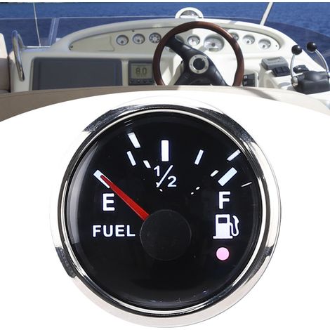 Jauge de niveau de carburant 5 cm (2 po) avec alarme intelligente, étanche IP67, instrument marin et automobile en acier inoxydable 316, conforme aux normes américaines, 240-33 Ω, noir (1/5)