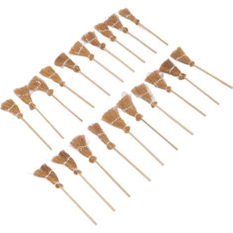 Lot de 20 mini balais de sorcière en corde blanche, décoration à faire soi-même, mini balais de sorcière miniatures pour Halloween et spectacles.