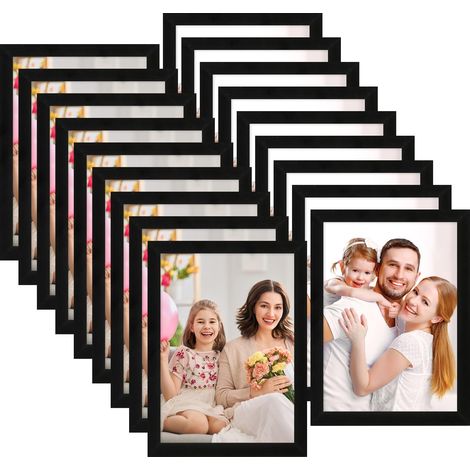 Cadre Photo 10x15 Noir Lot de 18, Protection en Verre Transparent, Cadre Photo Noir Classique pour Affichage Mural ou Sur Table, pour Maison, Chambre, Bureau, Couloir ou Galerie (1/5)