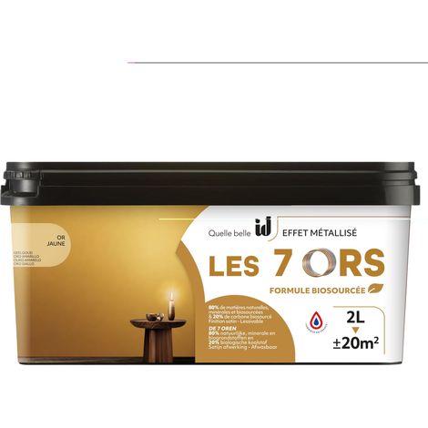 Peinture métallisée satinée 2L – Effet or jaune – Pour bois non tannique et supports lisses – Application rouleau laqueur – Id Paris (1/3)