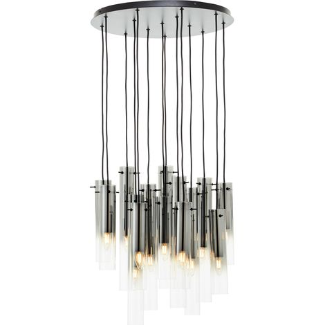 Brilliant Lampe Glasini Pendelleuchte 14flg schwarz matt/rauchglas Metall/Holz schwarz 14x C35, E14, 25 W (1/5)
