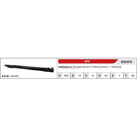 Lama MTD trattorino tagliaerba rasaerba tosaerba piatto da 44" R301015