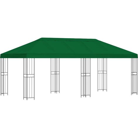 Pavillon mit Seitenwänden 6 x 3 m Grün Polyester und Stahl 190 vidaXL
