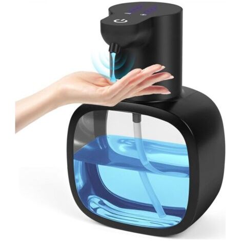 Distributeur de savon intelligent à capteur, modèle en mousse noire, 9,3618 cm, à poser sur un bureau ou à fixer au mur avec capteur. (1/5)