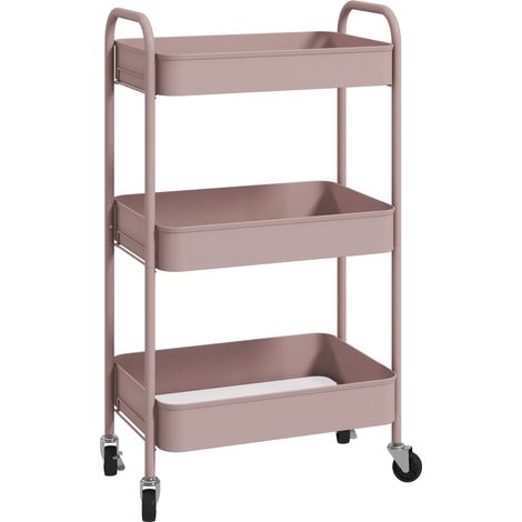Desserte Kalix rangement pratique et élégant chariot cuisine salle de bain vieux rose (1/5)
