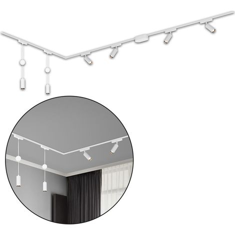 Briloner Luxtrail Système de rail, set complet, 4x LED Spots, 2x LED Suspendu, orientable, réglable en hauteur, blanc, 3m