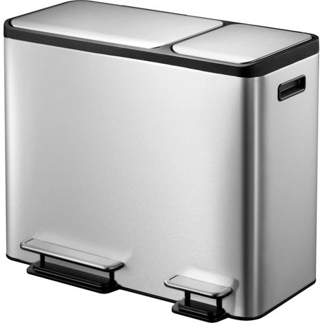 Poubelle à pédale EcoCasa 3x15 L Argenté mat EKO