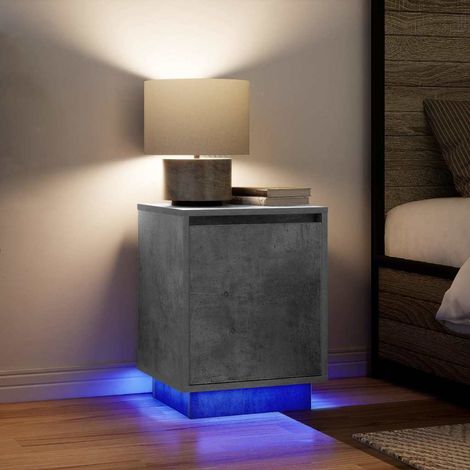 Nachttische mit LED-Leuchten 2 Stk. Betongrau 38x34x50 cm