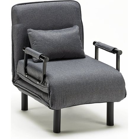 Sillón Sofá cama plegable individual de tela Deborah - Gris (1/5)