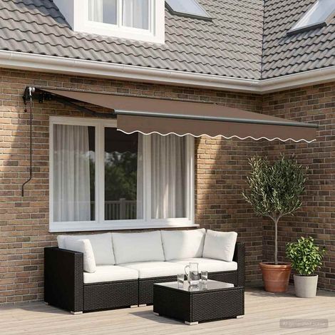 Teenpull – Ausziehbare Markise Taupe 300 x 250 cm Stoff und Aluminium (1/5)