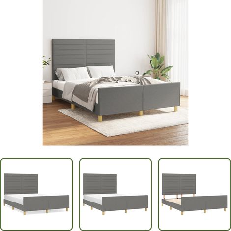 Kopfteil - Bettgestell ohne Matratze Dunkelgrau 140x190 cm Stoff (1/5)