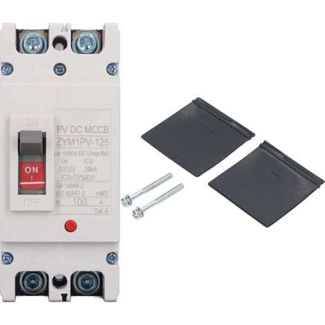 Disjoncteur DC 2P 100A, coque en plastique ignifuge, interrupteur de Protection contre les courts-circuits en alliage d'argent, 1000V
