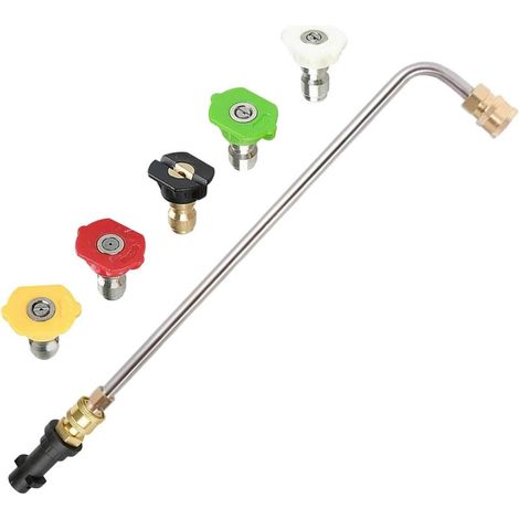 Extensión de lanza para limpiador de alta presión, lanza de pulverización angular de 90/30 grados para limpiador de canalones Karcher K2 K3 K4 K5 K6 K7 con 5 boquillas de pulverización (90° (1/5)
