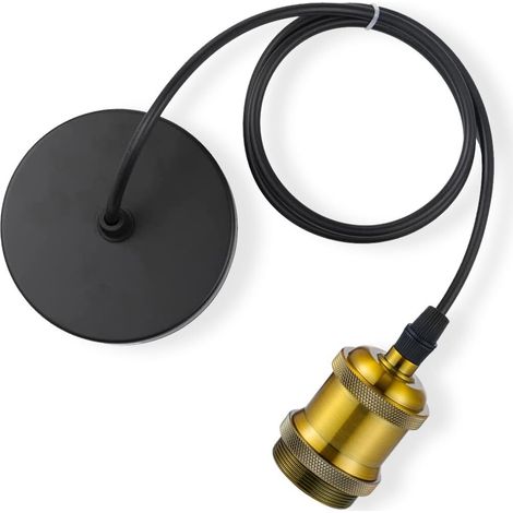E27 Porte Lampe Suspension Bronze Doré Câble Suspension Luminaire Pendentif Suspendue Accessoires Métal Câble Réglable 100CM Café Magasin Chambre Bar (1/5)