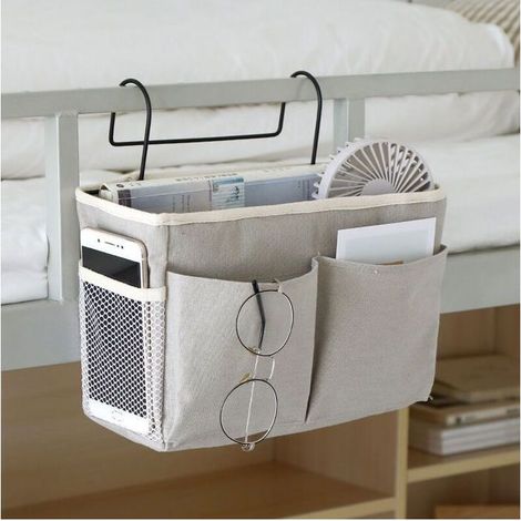 Pochette de lit 1 pièce sac de rangement de chevet organisateur de rangement de lit suspendu organisateur de poche de lit étanch (1/5)