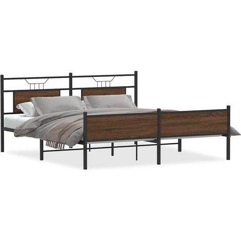 Maison Exclusive - Cadre de lit en métal sans matelas chêne marron 160x200 cm (1/5)