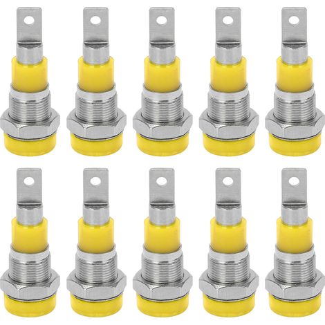 10 Prises Banane 4mm Jaune Connecteurs Terminaux Haute Conductivité Transmission Stable pour Équipement Industriel (1/5)