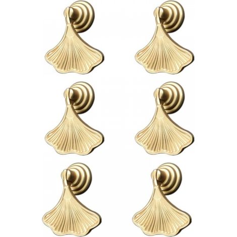Ineasicer Lot de 6 poignées en forme de feuille Doré avec pendentif en forme de goutte (1/4)