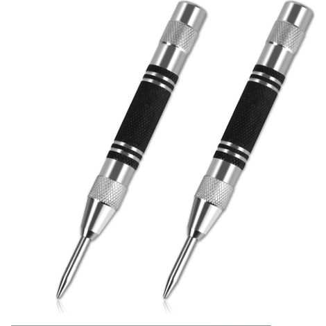 2 pièces Pointeau Automatique,130mm Pointeau Automatique Impact Réglable,Poinçons Centraux à Ressort,Livré avec 2 têtes de rechange en métal