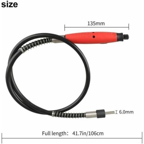 Adaptador de eje flexible, portabrocas de cable de extensión flexible para taladro compatible con amoladoras rotativas Dremel (6 mm). (1/4)