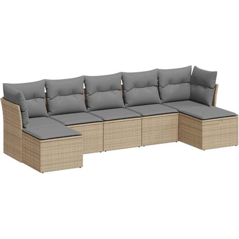 vidaXL Set Divani da Giardino 7pz con Cuscini Grigio Chiaro (1/5)