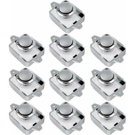 10PCS Bouton poussoir serrure SA RV tiroir placard bouton de porte camping-car caravane (argent 10 pièces) - (1/4)