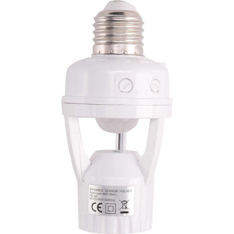 Douille à vis E27 pour ampoule LED 220 V avec détecteur de mouvement infrarouge PIR et interrupteur. Identification du détecteur de mouvement E27. (1/5)