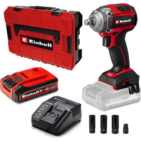 Einhell Professional Akku-Schlagschrauber TP-CW 18/350-C Li BL Kit Power X-Change (18 V, 350 Nm Drehmoment, 600 Nm Lösemoment, Außenvierkant-Aufnahme, inkl.4,0AhPLUS Akku&Ladegerät,E-Case SF Nuss-Set) (1/5)