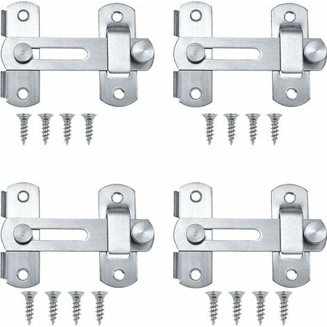 Pestillo para puerta, pestillo deslizante, juego de 4 pestillos para puerta, pestillo de acero inoxidable, se puede usar como pestillo deslizante para puertas, ventanas y portones de jardín (4 pulgada