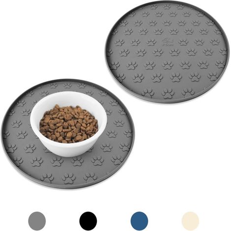 Tapis d'eau pliable en silicone antidérapant et imperméable, bords hauts anti-déversement, gris (lot de 2) (1/5)
