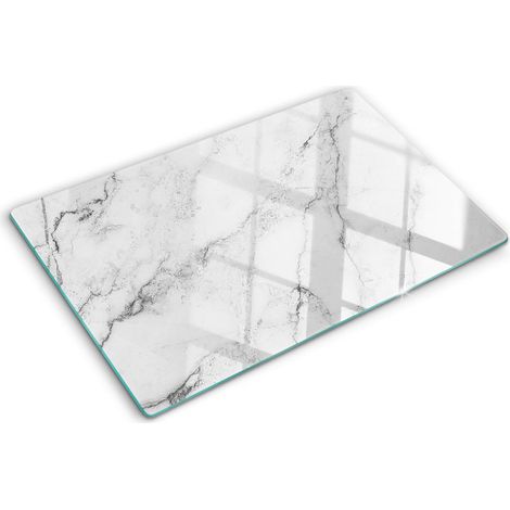 Planche de cuisine, couvre plaque, verre planche découper, verre trempé – 80 x 52 cm - Marbre