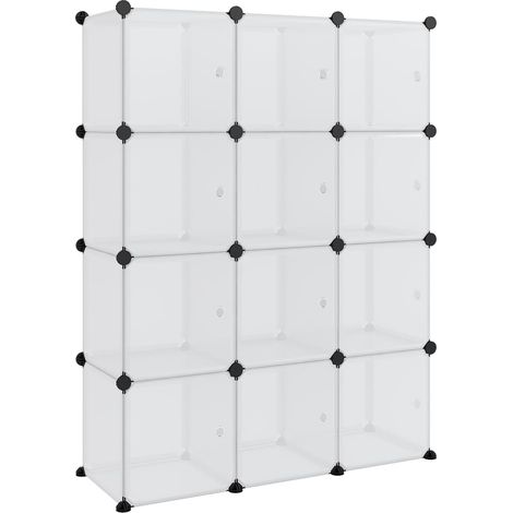 Organiseur de rangement en cube avec 12 cubes et portes en PP transparent CFW137628 (1/5)