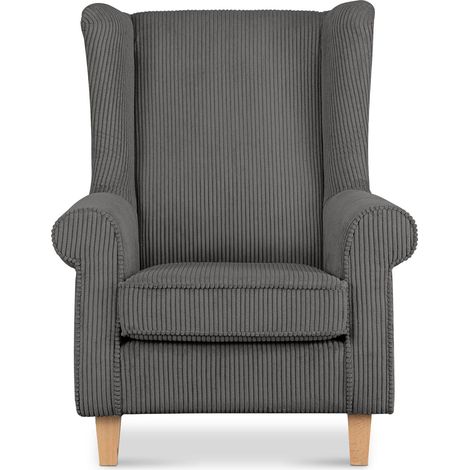 KONSIMO Klassische Sessel MILES Gepolsterter und Sitzhocker, Grau, Stoff, Classic, 82x105x97 cm (1/5)