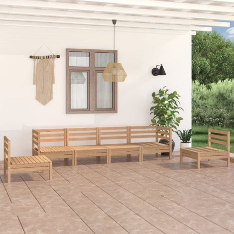 Salon de jardin 6 pcs-Lot de 6 Mobilier de jardin-Meuble de jardin Bois de pin massif 711324 (1/5)
