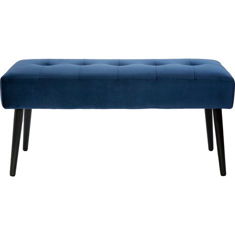 Miliboo – Banc capitonné en velours bleu nuit et métal noir – Longueur 96 cm – Rembourrage en mousse 25 kg/m3 – Pour intérieur moderne