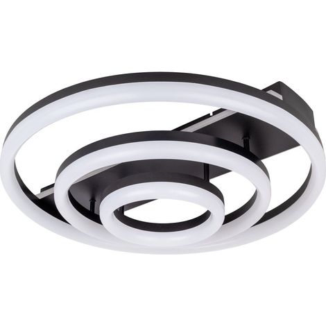 Plafonnier LED CCT avec Télécommande Métal Noir et Plastique Sable Ø 60 cm - PANGIVO (1/5)