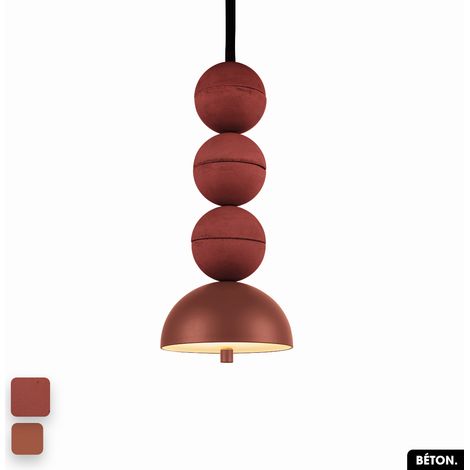 Lampe de suspension en béton - BOSFOR CONCRETE TERRE ROUGE 3 BALLES LED 14W (1/2)