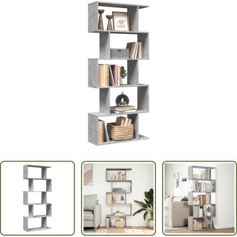 vidaXL Wohnzimmermöbel -  Raumteiler-Bücherregal 5 Etagen Betongrau 70x24x161 cm (1/5)