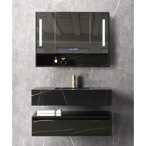 Meuble de salle de bain Noir Madras - 90 cm (1/4)