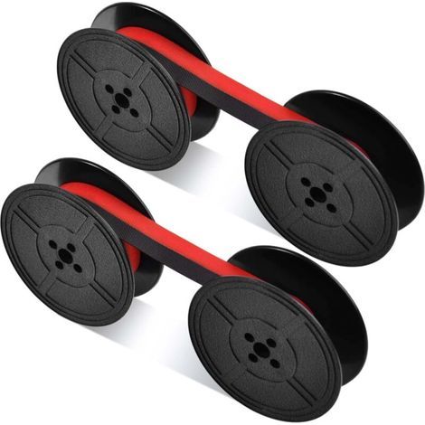 Ruban universel pour machine à écrire, 2 paires, compatible avec la plupart des machines à écrire anciennes et manuelles, remplacement à double bobine, noir et rouge (1/5)