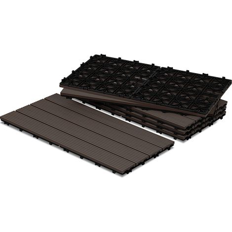 Randaco Baldosas de patio, baldosas de madera entrelazadas, baldosas de suelo de 30 x 30 cm para jardín y patio, 99 piezas