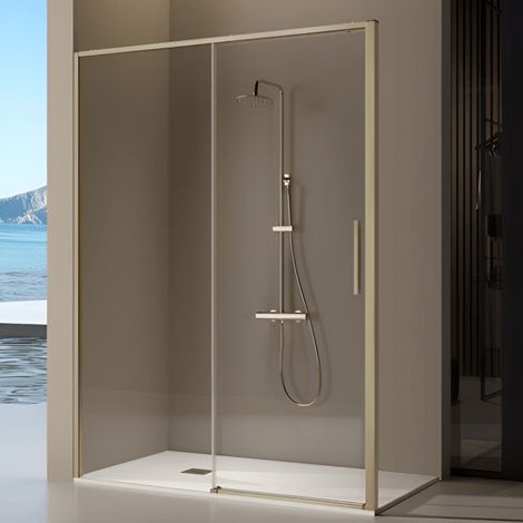 Mampara de ducha frontal + Puerta Corredera 135-137.6  cm DELTA Dorado