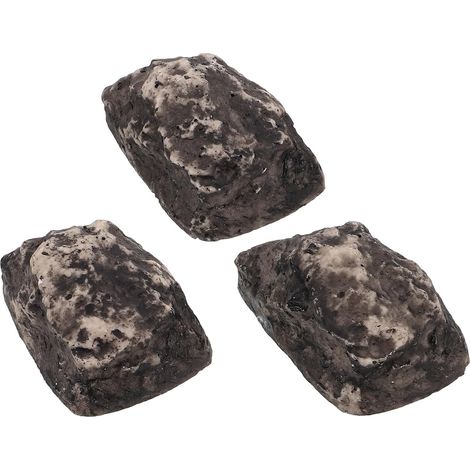 Boîte à Clés Cachée en Résine Noire Forme Pierre 3pcs pour Rangement Sécurisé des Clés Jardin et Cour Extérieure