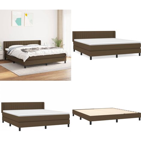 Boxspringbett mit Matratze Dunkelbraun 160x200 cm Stoff - Boxspringbett - Doppelbett - Massivholzbette - Betten Mit Kopfteil - Bettsofa - Home & Living
