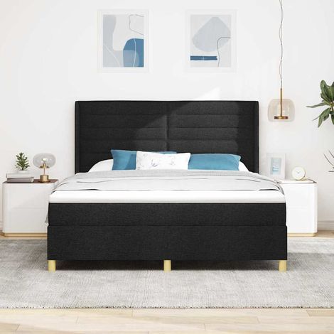 Boxspringbett mit Matratze Schwarz 180 x 200 cm Stoff (1/5)