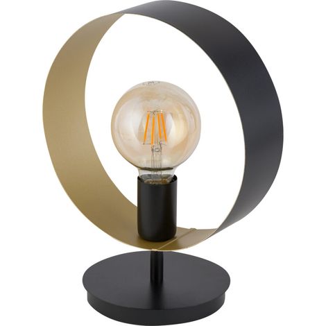 Lampada da tavolo moderna ad anello nero-oro Happy E27 15W Sigma