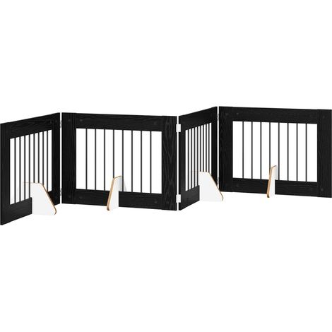 vidaXL Foldable Dog Gate with Stands 4 pcs Black Oak 321 cm (1/5)